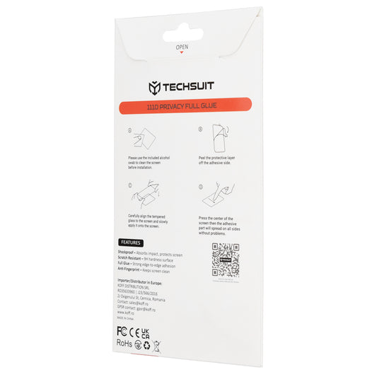 Privacy Techsuit -näytönsuojakalvo Motorola Edge 70:lle, Panssarilasi, Full Glue, 111D