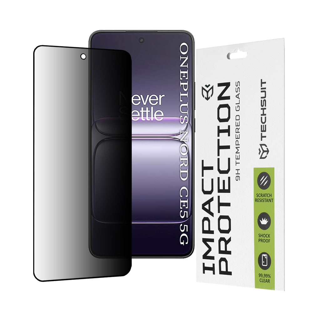 Privacy Techsuit Screen Protector for OnePlus Nord CE5, Tempered Glass, Full Glue, 111D