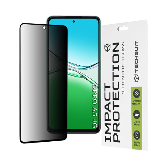 Techsuit Privacy -näytönsuoja Oppo A5 4G:lle, karkaistu lasi, täysiliimainen, 111D
