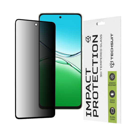 Privacy Techsuit -näytönsuoja Oppo A5 Pro 4G / A5 Pro -puhelimelle, karkaistu lasi, täysiliimainen, 111D