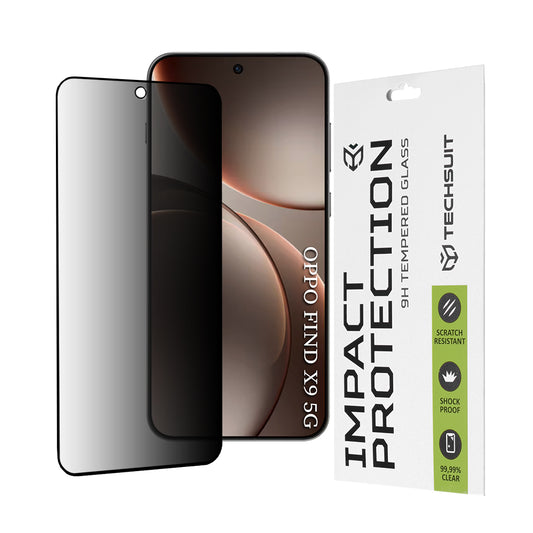 Privacy Techsuit -näytönsuojakalvo Oppo Find X9:lle, Panssarilasi, Täysliima, 111D