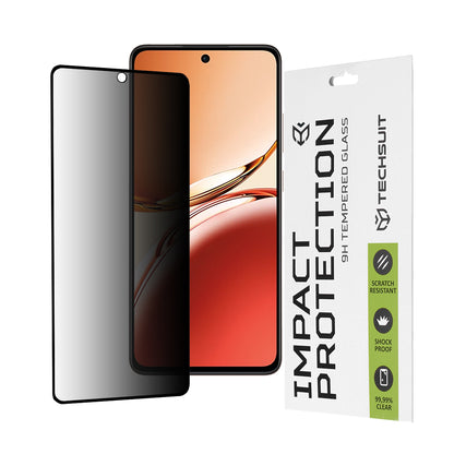 Techsuit Privacy -näytönsuoja Oppo Reno12 FS 5G / Reno12 FS 4G / Reno12 F 4G / Reno12 F -puhelimille, karkaistu lasi, täysiliimainen, 111D