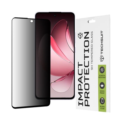 Techsuit Privacy -näytönsuoja Oppo Reno13 FS 5G / Reno13 F 4G / Reno13 F -puhelimille, karkaistu lasi, täysiliimainen, 111D