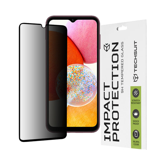 Techsuit Privacy -näytönsuoja Samsung Galaxy A14 A145 / A14 5G A146:lle, karkaistu lasi, täysiliimainen, 111D
