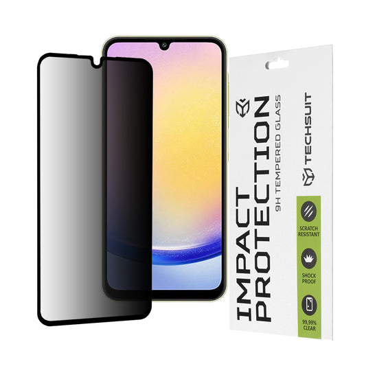 Techsuit Privacy -näytönsuoja Samsung Galaxy A25 A256:lle, karkaistu lasi, täysiliimainen, 111D