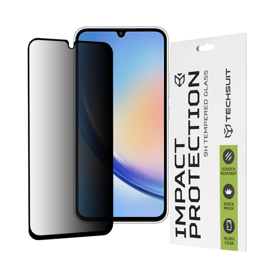 Techsuit Privacy -näytönsuoja Samsung Galaxy A34 A346:lle, karkaistu lasi, täyshartsi, 111D