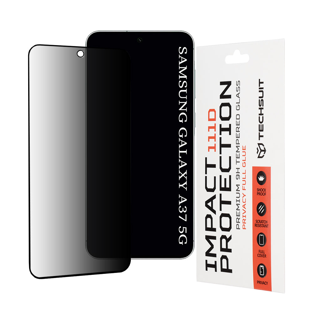 Privacy Techsuit -näytönsuojakalvo Samsung Galaxy A37 5G:lle, Panssarilasi, Full Glue, 111D
