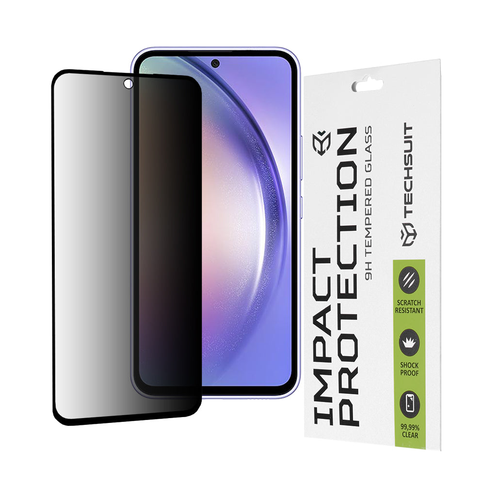Techsuit Privacy -näytönsuoja Samsung Galaxy A54 A546:lle, karkaistu lasi, täysiliimainen, 111D