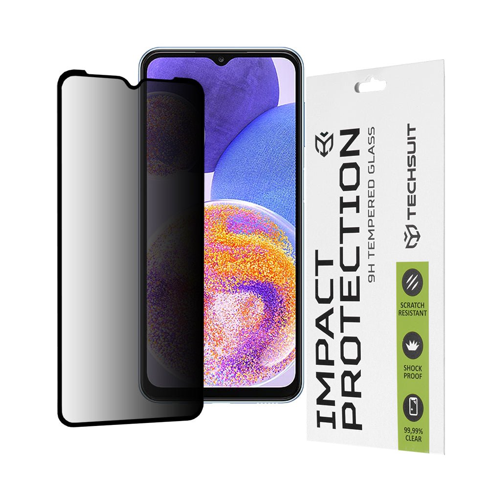 Privacy Techsuit Screen Protector Film for Samsung Galaxy M13 M135 / F13 E135 / A23 5G A236 / A23 A235, Tempered Glass, Full Glue, 111D