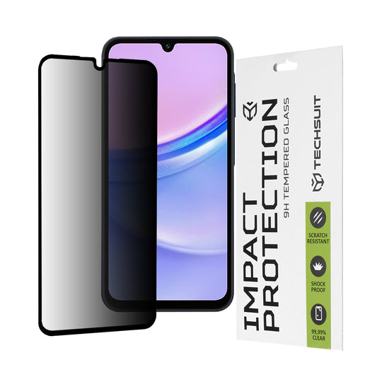 Techsuit Privacy -näytönsuoja Samsung Galaxy M15 / A15 5G A156 / A15 A155 -puhelimille, karkaistu lasi, täysiliimainen, 111D