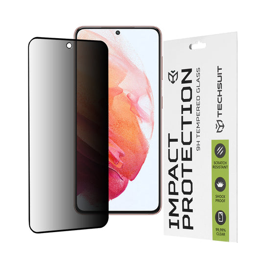 Techsuit Privacy -näytönsuoja Samsung Galaxy S21 5G G991:lle, karkaistu lasi, täysiliimainen, 111D