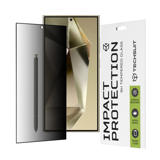 Techsuit Privacy -näytönsuoja Samsung Galaxy S24 Ultra S928:lle, karkaistu lasi, täysiliimainen, 111D