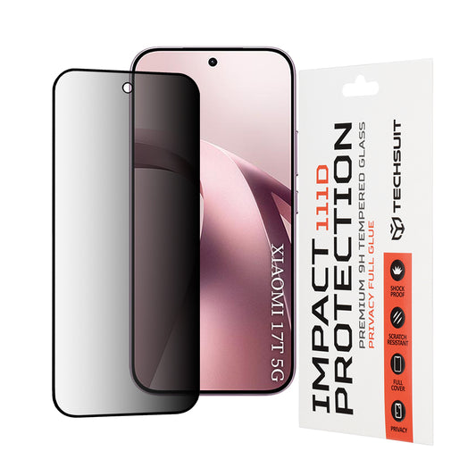 Techsuit Privacy -näytönsuoja Xiaomi 17T:lle, karkaistu lasi, täysiliimainen, 111D