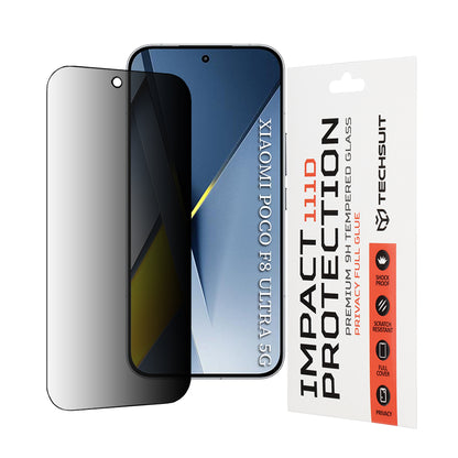 Privacy Techsuit -näytönsuojakalvo Xiaomi Poco F8 Ultra -puhelimelle, Panssarilasi, Full Glue, 111D