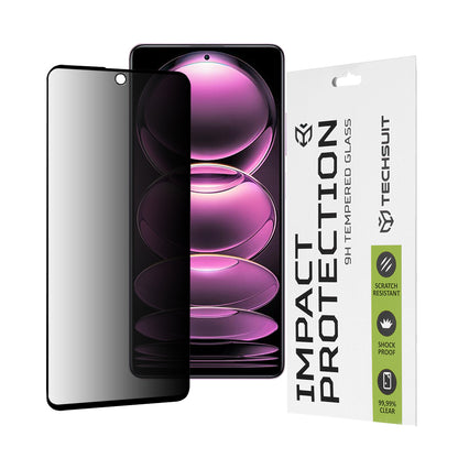 Techsuit Privacy -näytönsuoja Xiaomi Poco X5 Pro / Redmi Note 12 Pro 5G / Note 12 Pro+ -puhelimille, karkaistu lasi, täysiliimainen, 111D