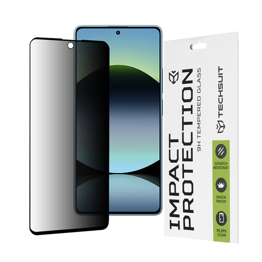 Techsuit Privacy -näytönsuoja Xiaomi Redmi Note 14S:lle, karkaistu lasi, täysiliimainen, 111D