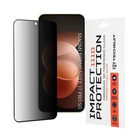 Techsuit Privacy -näytönsuoja Xiaomi Redmi Note 17 Pro / Note 17 Pro Max -puhelimille, karkaistu lasi, täysiliimainen, 111D