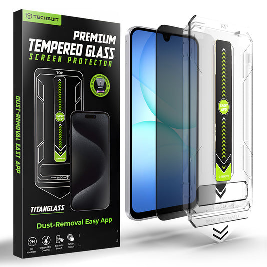 Techsuit TitanGlass CrystalHD Privacy -näytönsuoja Samsung Galaxy A17 5G / A16 5G A166:lle, turvalasi, täysiliimainen