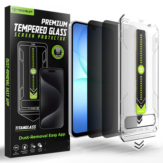 Techsuit TitanGlass CrystalHD Privacy -näytönsuoja Samsung Galaxy A17 5G / A16 5G A166:lle, turvalasi, täyshartsi, 2 kappaleen setti