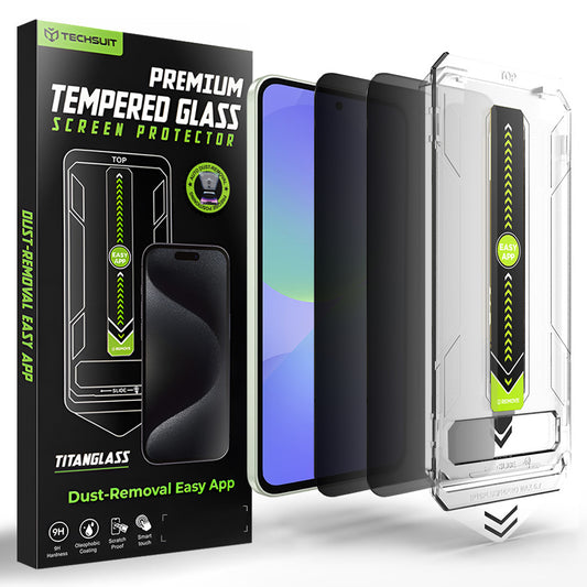 Techsuit TitanGlass CrystalHD Privacy -näytönsuoja Samsung Galaxy A37 5G / A36 A366:lle, turvalasi, täysiliimainen, 2 kappaleen setti