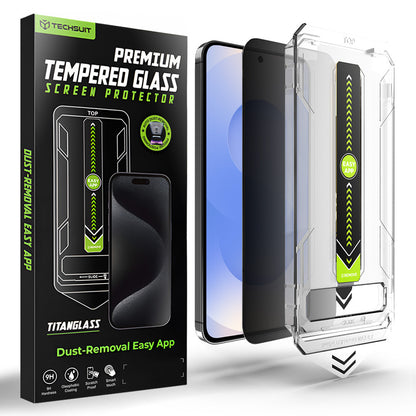 Privacy Techsuit TitanGlass CrystalHD Screen Protector for Samsung Galaxy S26, Tempered Glass, Full Glue