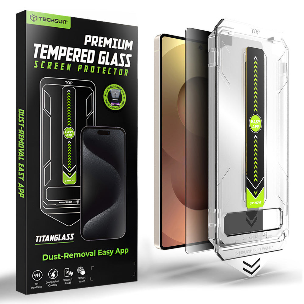 Privacy Techsuit TitanGlass CrystalHD -näytönsuojakalvo Samsung Galaxy S26 Ultra S948:lle, karkaistu lasi, täysliima