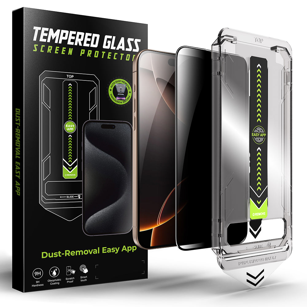 Näytönsuoja Privacy Techsuit TitanGlass Apple iPhone 17 Pro Maxille, Panssarilasi, Full Glue