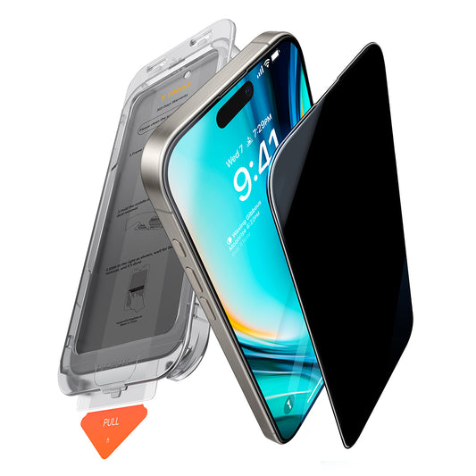 Torras GlassGo Install Master -näytönsuoja Apple iPhone 16 Pro Maxille, suojattu lasi, täysi liima