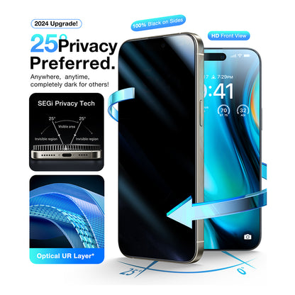 Näytön suojakalvo Privacy Torras GlassGo Install Master Apple iPhone 16:lle, Karkaistu lasi, Full Glue