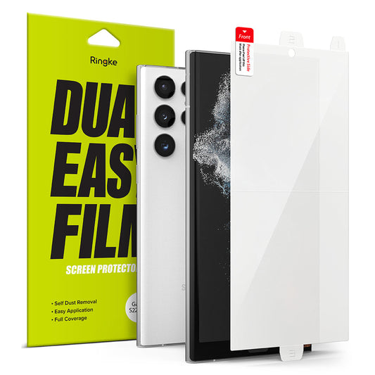Ringke Dual Easy -suojakalvo Samsung Galaxy S22 Ultra 5G S908 -puhelimelle, Muovi, 2 kappaleen setti