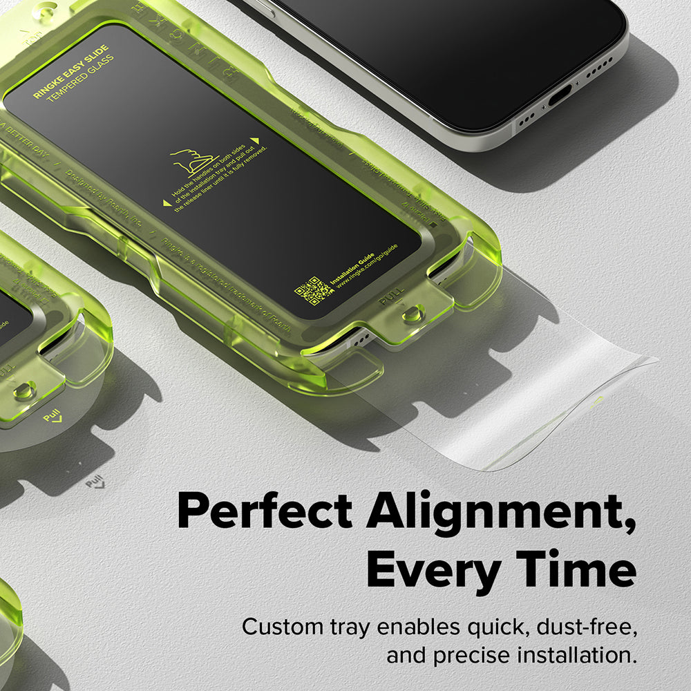 Ringke Easy Slide -näytönsuoja Apple iPhone 17 Pro Maxille, karkaistu lasi, täyteeliimalla, 2 kappaleen setti