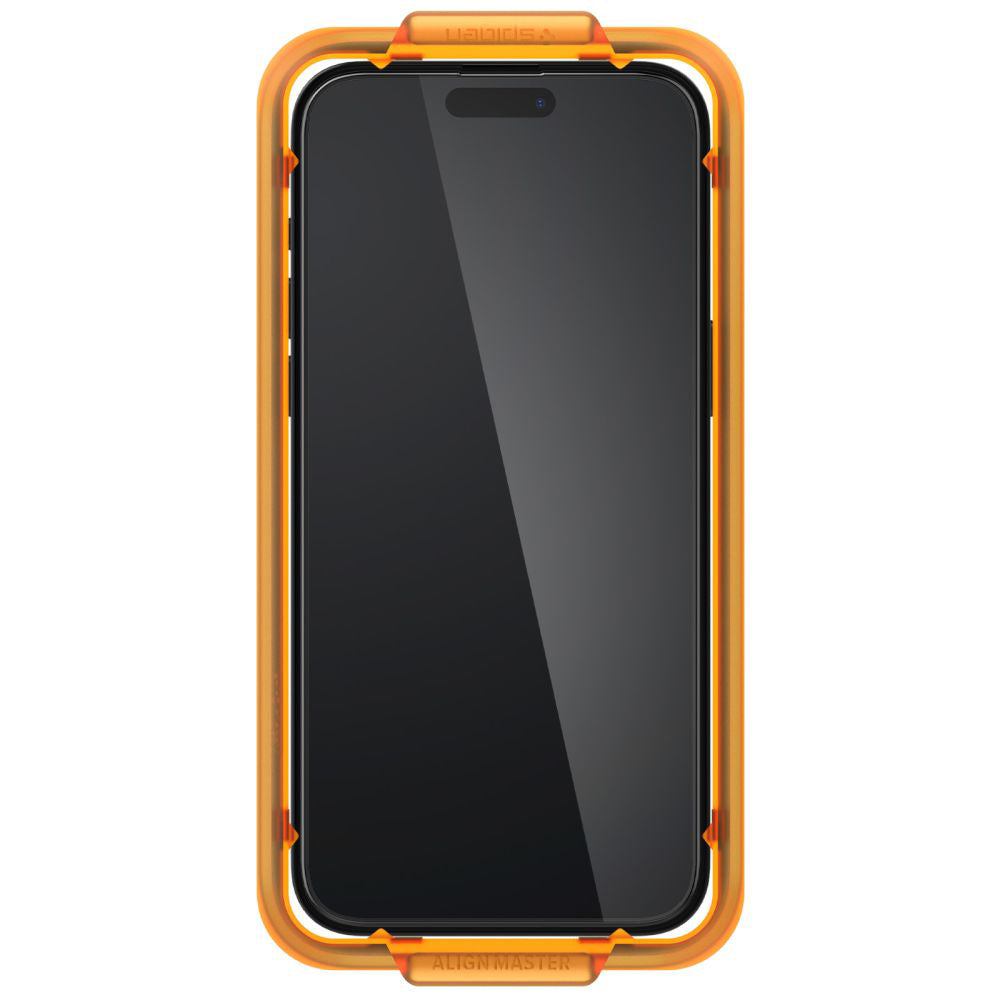 Spigen GlastR Align Master Screen Protector for Apple iPhone 15, Tempered Glass, Full Glue, Set of 2 pieces, Black AGL06906