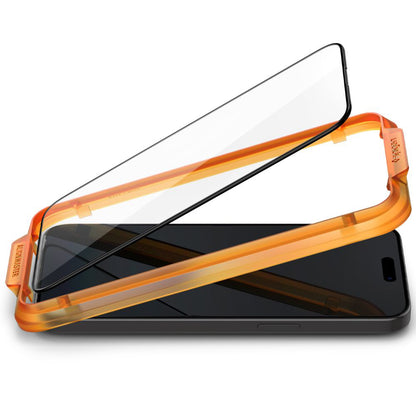 Spigen GlastR Align Master Screen Protector for Apple iPhone 15, Tempered Glass, Full Glue, Set of 2 pieces, Black AGL06906
