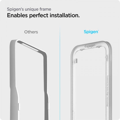 Spigen GlastR Align Master -näytönsuojakalvo Apple iPhone 17e / 16e / 14 / 13 Pro, karkaistu lasi, täysliima, musta AGL03725