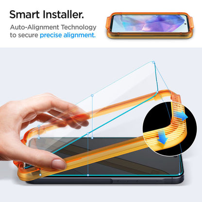 Spigen GlastR Align Master -näytönsuoja Samsung Galaxy A55 5G A556:lle, karkaistu lasi, täyden liiman kiinnitys, 2 kappaleen setti AGL07775