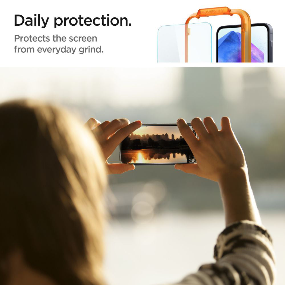 Spigen GlastR Align Master -näytönsuoja Samsung Galaxy A55 5G A556:lle, karkaistu lasi, täyden liiman kiinnitys, 2 kappaleen setti AGL07775