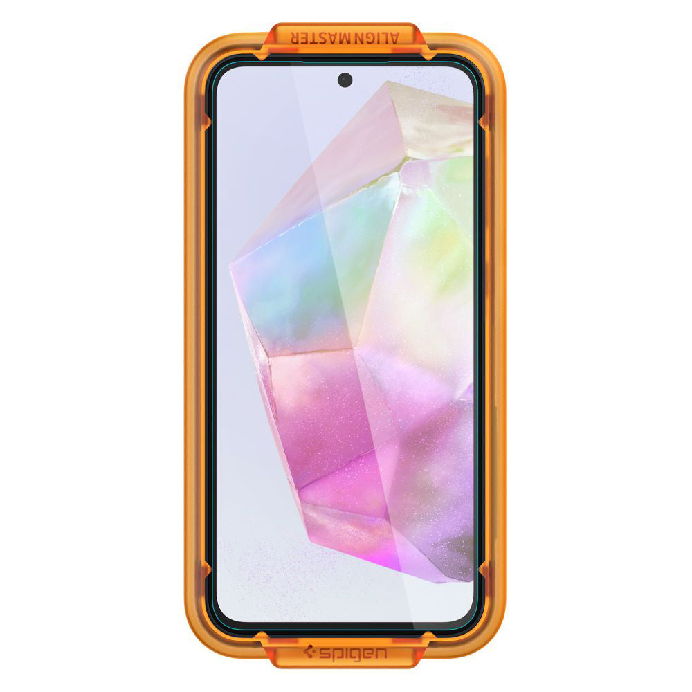 Spigen GlastR Align Master -näytönsuojakalvo Samsung Galaxy M35 / A35 5G A356 -puhelimelle, karkaistu lasi, täysliima, 2 kappaleen setti AGL07772