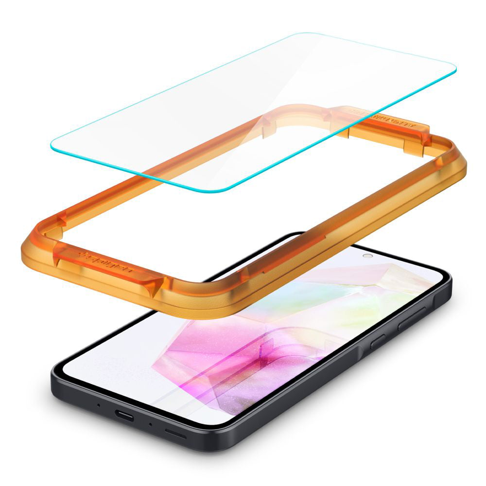 Spigen GlastR Align Master -näytönsuojakalvo Samsung Galaxy M35 / A35 5G A356 -puhelimelle, karkaistu lasi, täysliima, 2 kappaleen setti AGL07772