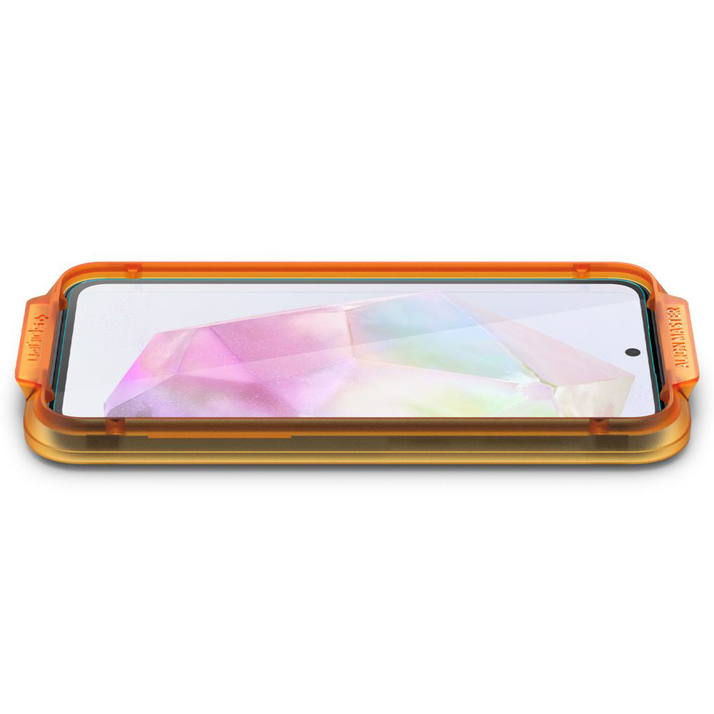 Spigen GlastR Align Master -näytönsuojakalvo Samsung Galaxy M35 / A35 5G A356 -puhelimelle, karkaistu lasi, täysliima, 2 kappaleen setti AGL07772
