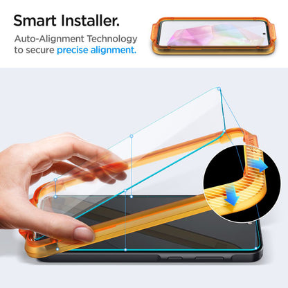 Spigen GlastR Align Master -näytönsuojakalvo Samsung Galaxy M35 / A35 5G A356 -puhelimelle, karkaistu lasi, täysliima, 2 kappaleen setti AGL07772