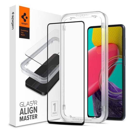 Spigen GlastR Align Master -näytönsuojakalvo Samsung Galaxy M53 M536:lle, karkaistu lasi, täysliima, musta