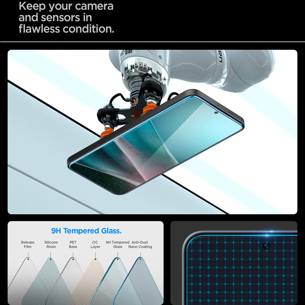 Spigen GlastR EZ FIT HD -suojakalvo Samsung Galaxy A37 5G / A36 A366 -puhelimille, karkaistu lasi, täysliima, 2 kappaleen setti AGL11365