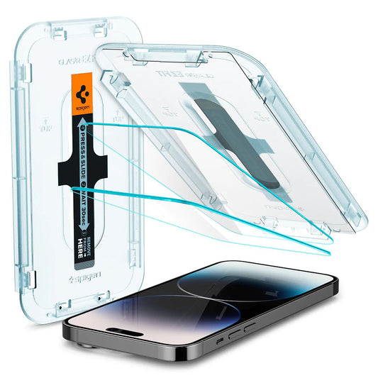 Spigen GlastR EZ FIT -suojakalvo Apple iPhone 14 Prolle, Panssarilasi, Täysliima, 2 kappaleen setti