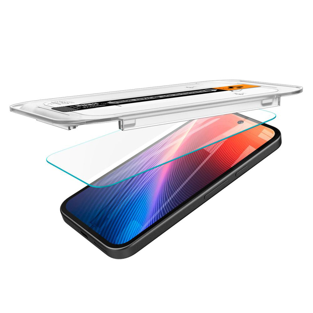 Spigen GlastR EZ FIT -suojakalvo Google Pixel 9a -puhelimelle, Panssarilasi, Täysliima, 2 kappaleen setti AGL08938