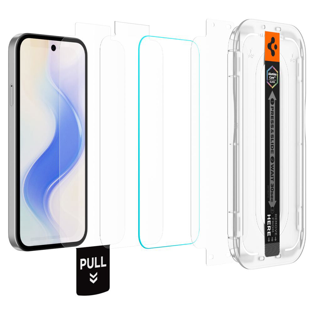 Spigen GlastR EZ FIT Pro HD -suojakalvo Google Pixel 10a:lle, Panssarilasi, Täysliima, 2 kappaleen setti AGL11364
