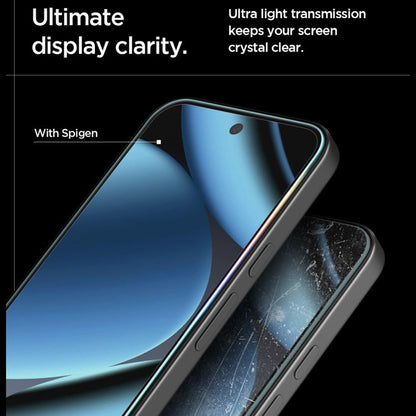 Spigen GlastR EZ FIT Pro HD -suojakalvo Google Pixel 10a:lle, Panssarilasi, Täysliima, 2 kappaleen setti AGL11364