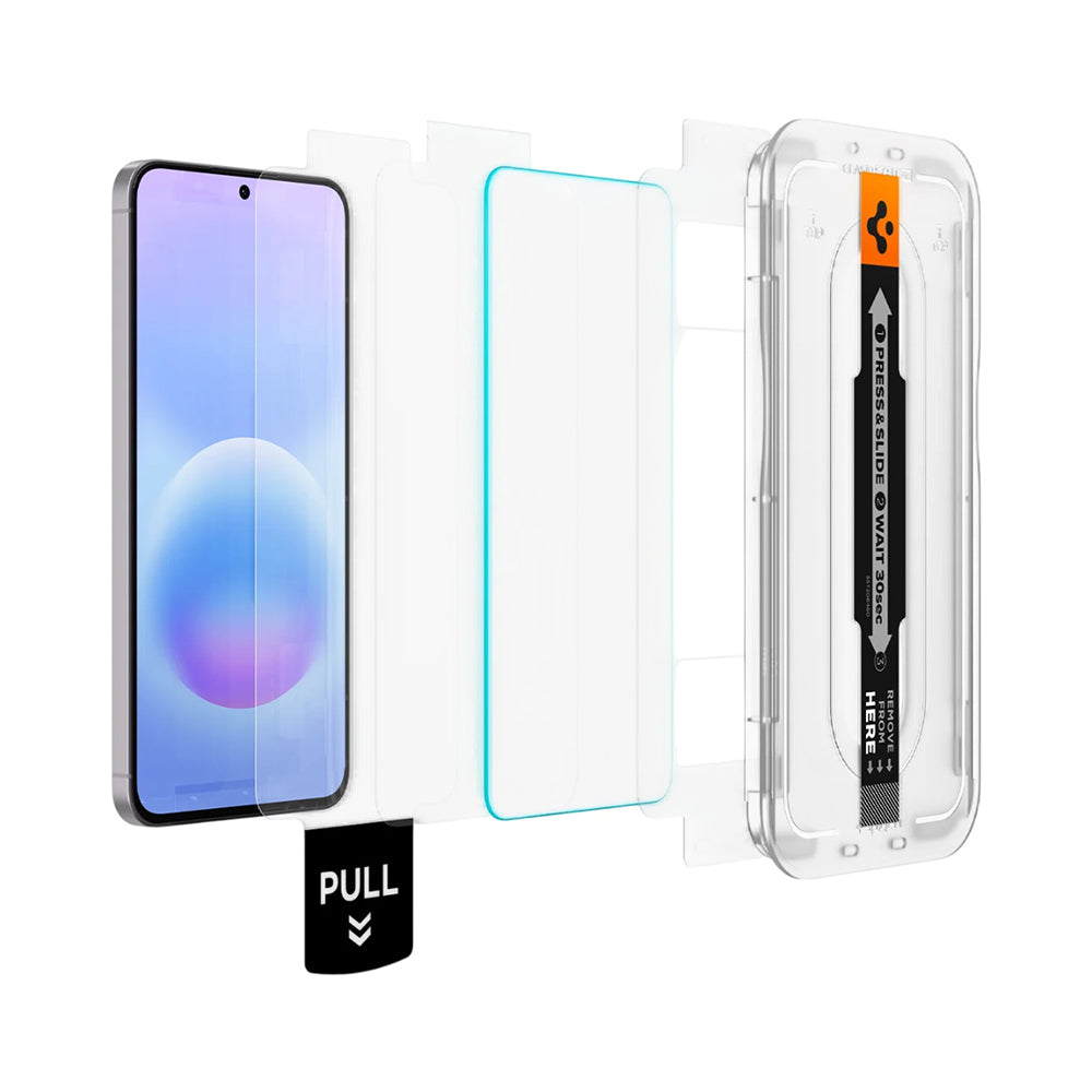 Spigen GlastR EZ FIT Pro HD -suojakalvo Samsung Galaxy A57 5G:lle, Turvalasi, Täysliima, 2 kappaleen setti AGL11397