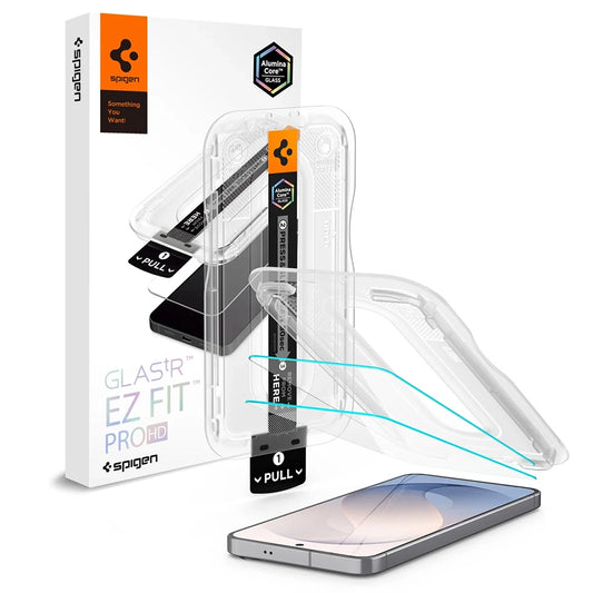 Näytönsuoja Spigen GlastR EZ FIT Pro HD Samsung Galaxy S26 FE S741:lle, karkaistu lasi, täysiliimainen, 2 kappaleen setti AGL11811