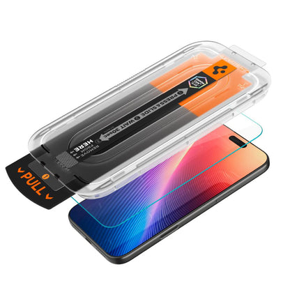 Spigen GlastR EZ FIT Pro -suojakalvo Apple iPhone 17 Pro / 17 / 16 Pro -puhelimille, Panssarilasi, Täysliima