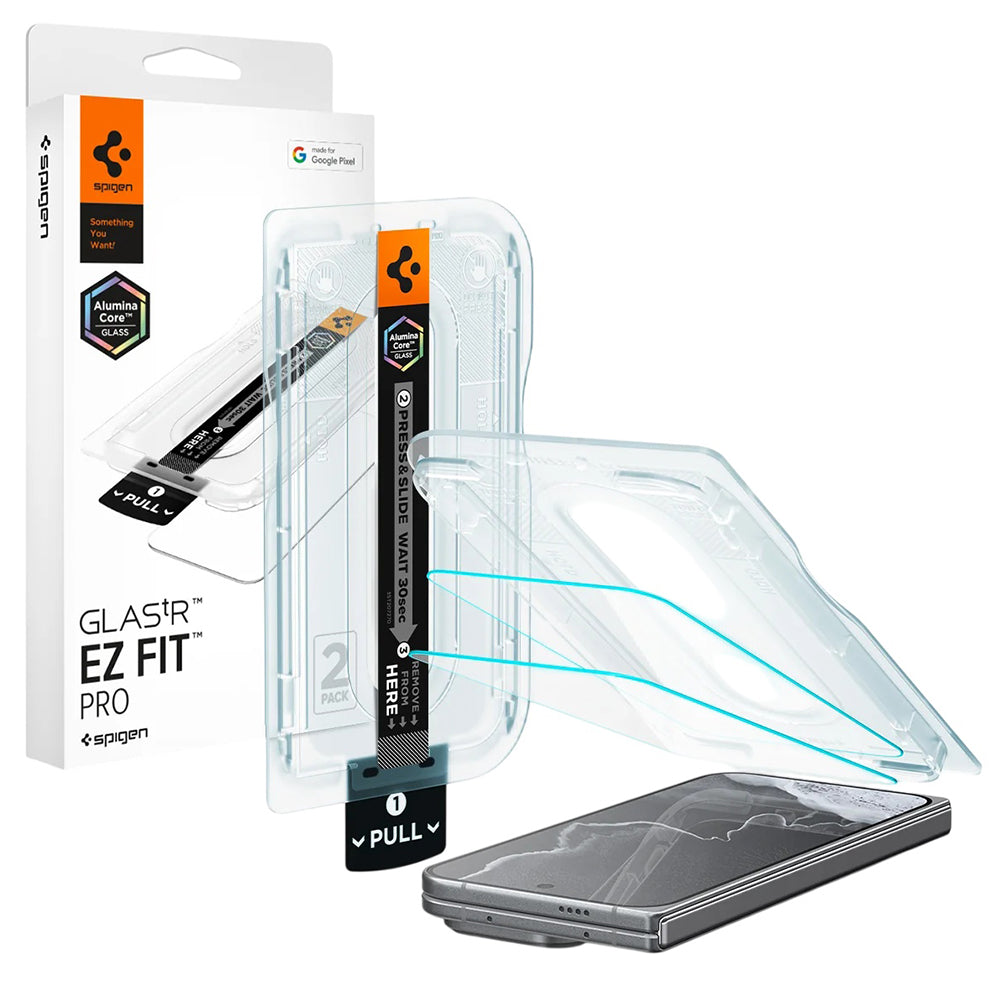 Spigen GlastR EZ FIT Pro ulkoinen suojakalvo Google Pixel 11 Pro Foldille, karkaistu lasi, täysi liima, 2 kappaleen setti AGL11490
